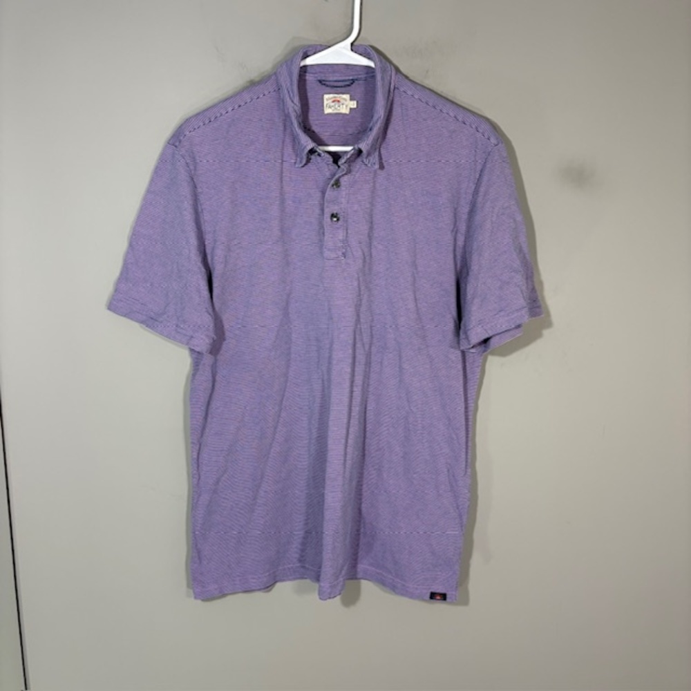 Faherty Polo Shirt Mens M Purple Striped Cotton Modal Jersey Stretch Casual Top